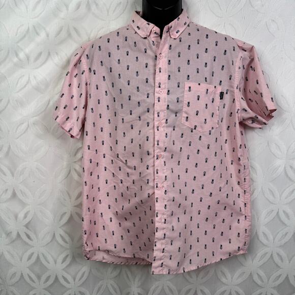 Molokai Surf Aloha Pink Pineapples‎ Cotton Short Sleeve Shirt Mens - Picture 6 of 6